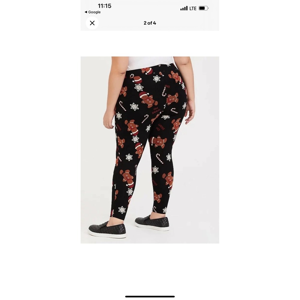 Torrid Black Oh Snap Gingerbread Christmas Holiday Leggings Plus Size - Picture 3 of 7